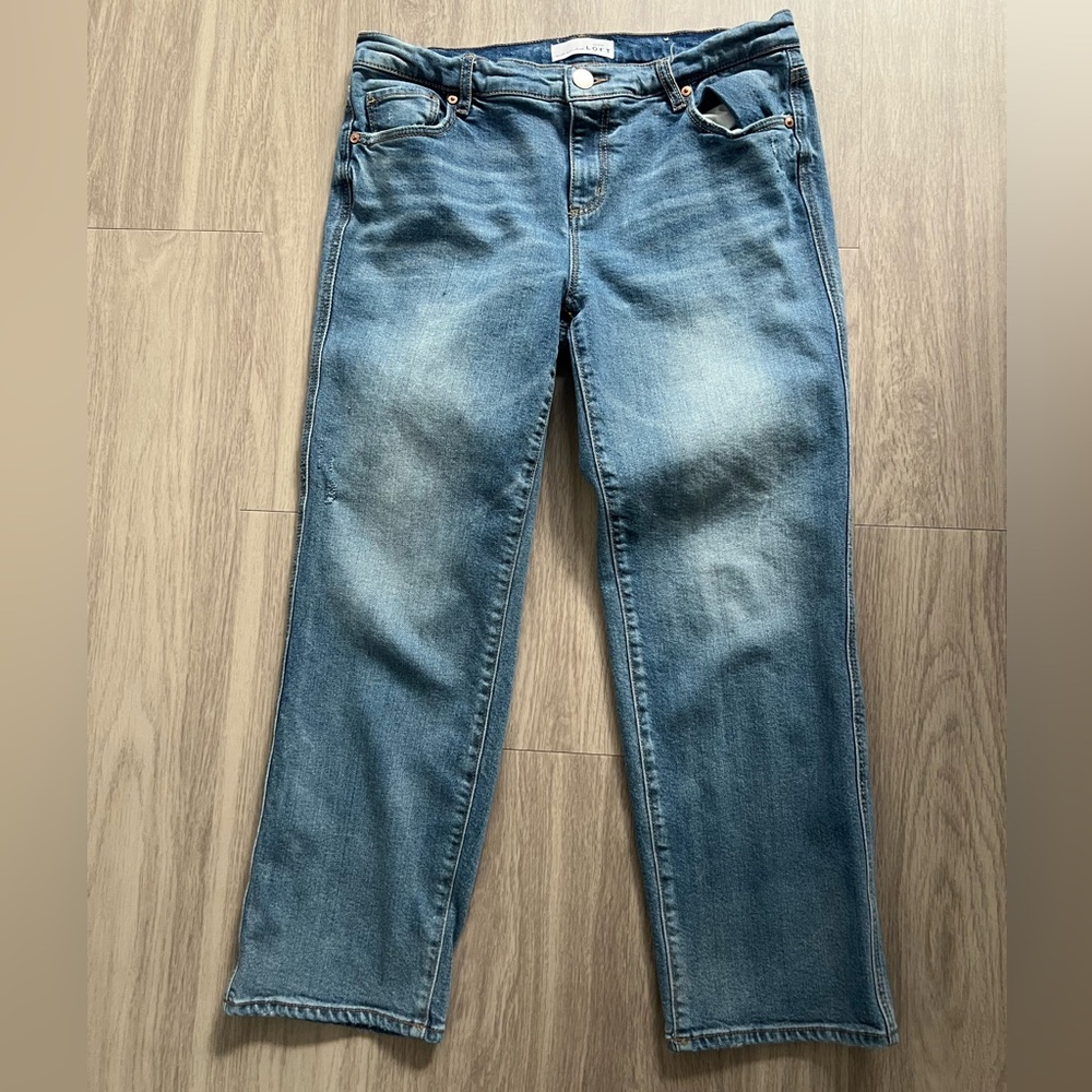 LOFT Straight Crop Jeans Women’s Size 4 27 Blue Mid Wash Stretch Cropped Ankle
